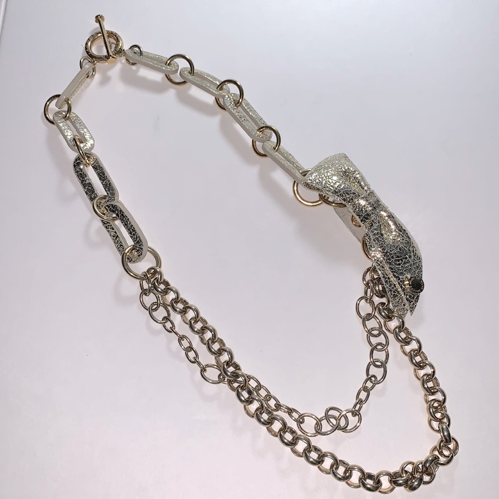 Marc by Marc Jacobs Gold Leather Bow Necklace